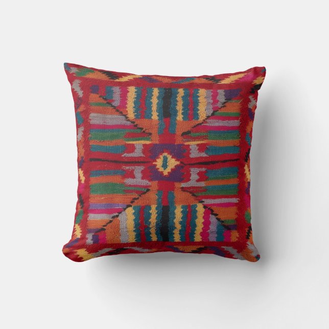Authentic Red Kilim Pillows: A Turkish Legacy Throw Pillow (Front)