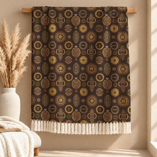 Authentic Rust Tribal Pattern Throw Blanket Decor