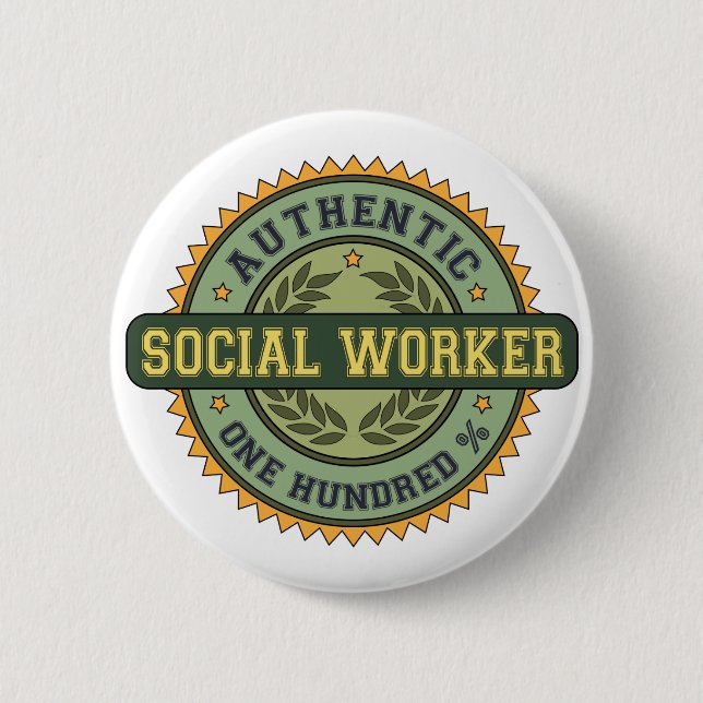 Authentic Social Worker 2 Inch Round Button (Front)