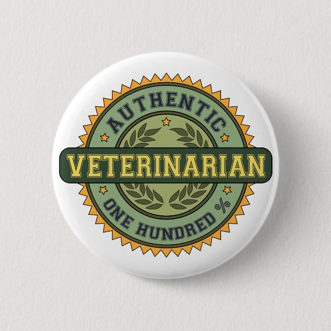 Authentic Veterinarian 2 Inch Round Button (Front)