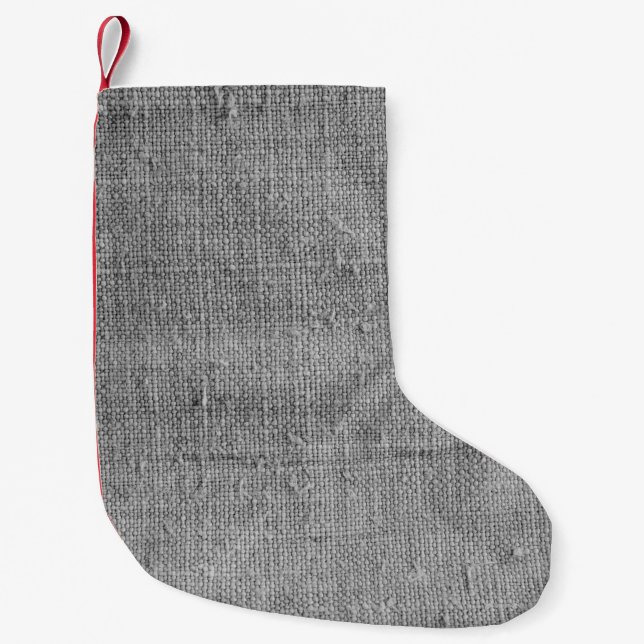 Authentic vintage hanmade fabric texture small christmas stocking (Front)