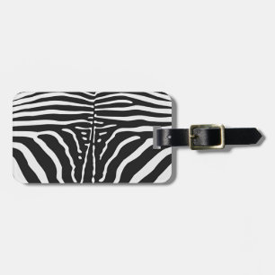 Authentic Zebra Skin Print - black white stripe Luggage Tag