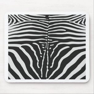Authentic Zebra Skin Print - black white stripe Mouse Pad