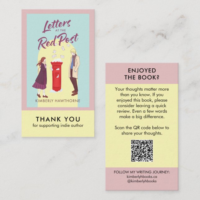 Author Book Review Request Card QR Code Pastel (Front/Back)