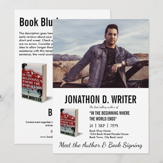 Author Book Signing & Book Promotion Advertisement Invitation (Front/Back)