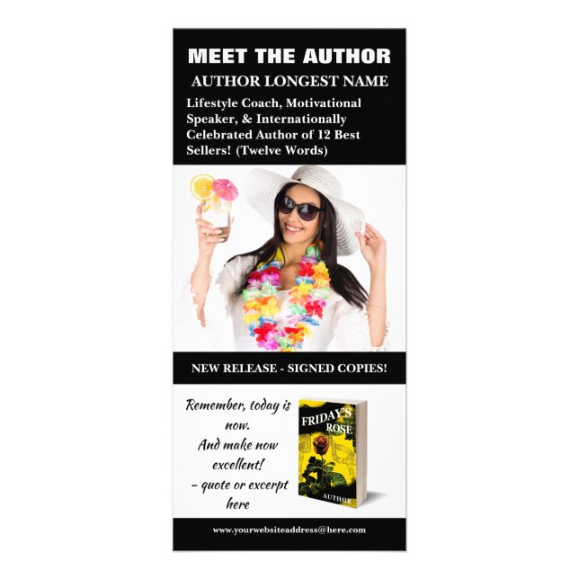 Author Event Advertisement Promotion QR Code Black Rack Card (Front)