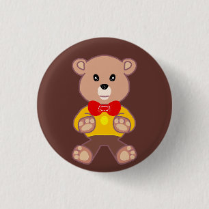 Author K.E.C. Teddy Bear  1 Inch Round Button