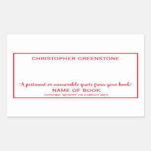Author Signature Red Bookplate Sticker