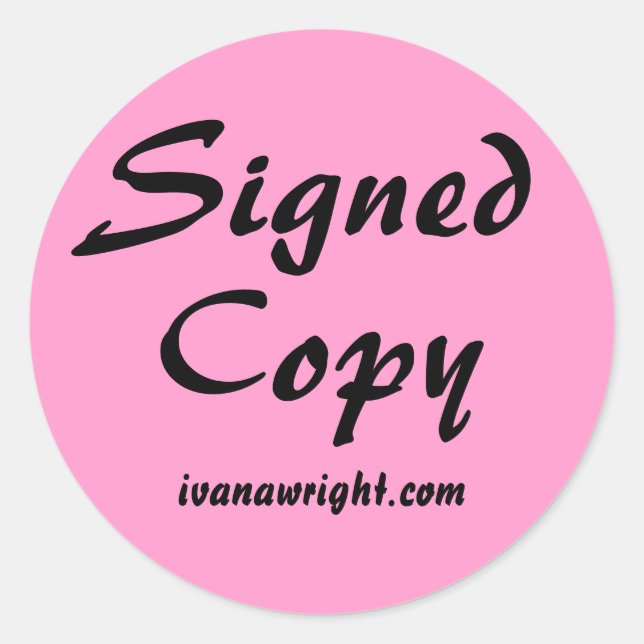 Author Signed Copy with URL Pink and Black Classic Round Sticker (Front)