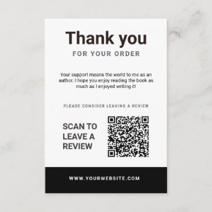 Author Thank You Insert Card Book Review Request