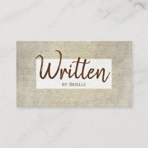 Author Vintage Handwritten Paper Freelance Writer Business Card