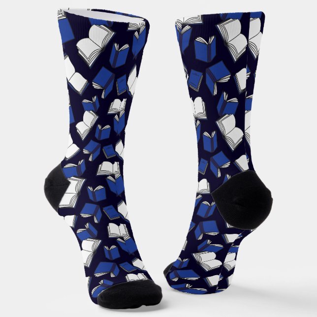 Author Writer Book Lover and Librarian Blue Socks (Angled)