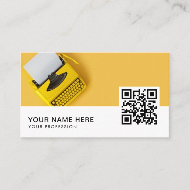 Author Writer  QR Code  Business Card (Front)