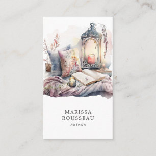 Author Writer Watercolor Reading Corner Business Card