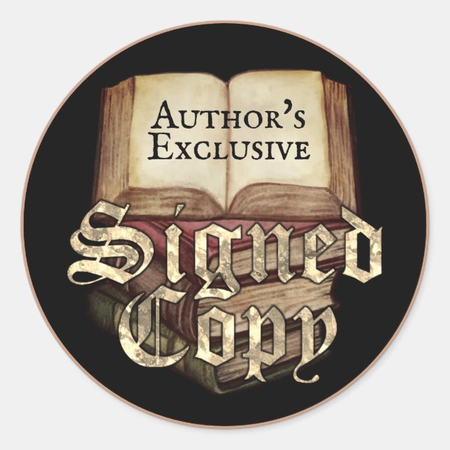 Author's Exclusive Signed Copy Black Classic Round Sticker (Front)