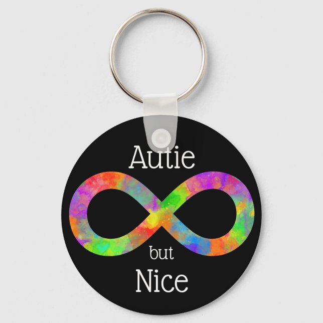 'Autie but Nice' Autism/ Neurodiversity/ Punny Keychain (Front)