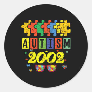 Autism 2002 22nd Birthday Sunflower Autism Awarene Classic Round Sticker