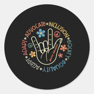 Autism Accept Adapt Advocate Inclusion Autism Awar Classic Round Sticker