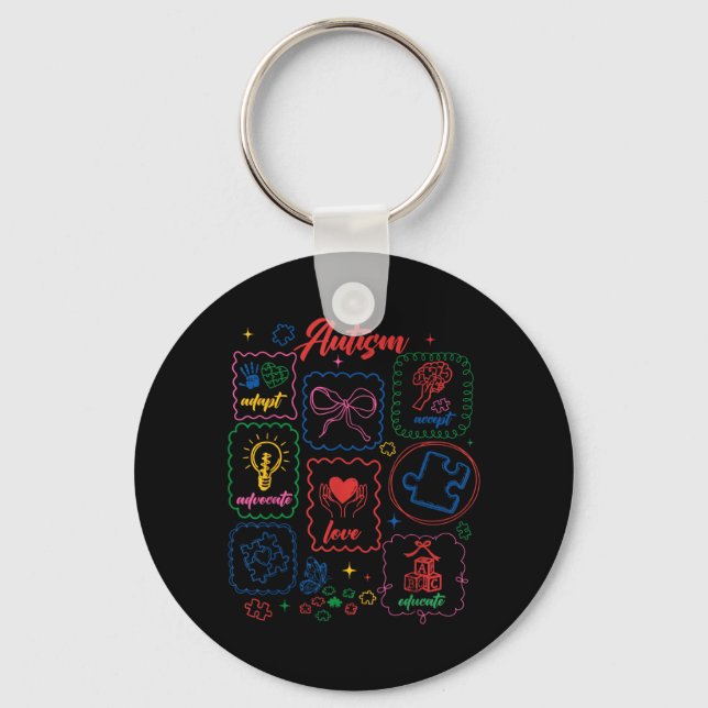 Autism Accept Adapt Advocate Love Educate Autism Keychain (Front)