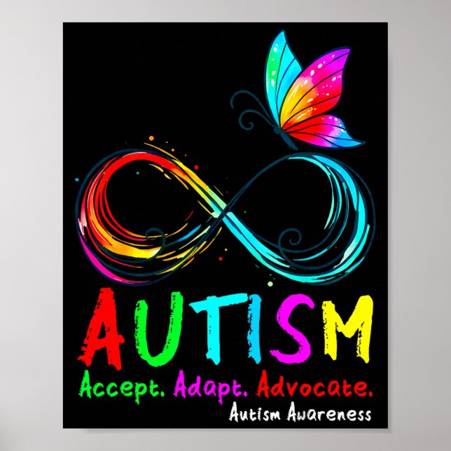 Autism Accept Adopt Advocate Autism Awareness Poster (Front)