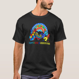 Autism Accept Love Understand Puzzle Pieces Tie Dy T-Shirt