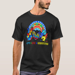 Autism Accept Love Understand Puzzle Pieces Tie Dy T-Shirt