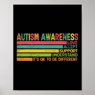 Autism Accept Support Understand Love Different Te Poster