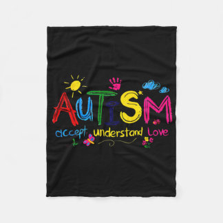 Autism Accept Understand Love Autism Awareness  Fleece Blanket