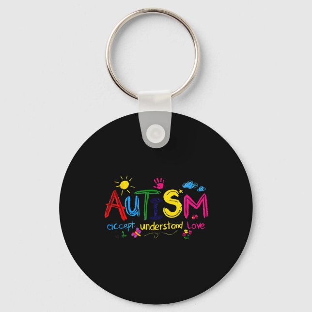 Autism Accept Understand Love Autism Awareness  Keychain (Front)