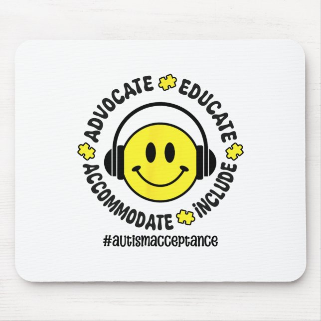 Autism Accept Understand Love Autism Awareness Tea Mouse Pad (Front)
