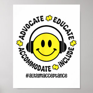 Autism Accept Understand Love Autism Awareness Tea Poster
