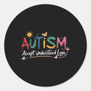Autism Accept Understand Love Brushstroke Awarenes Classic Round Sticker