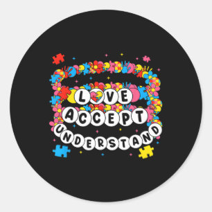 Autism Accept Understand Love  Classic Round Sticker