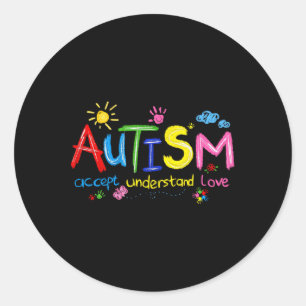 Autism Accept Understand Love Hand Drawn Classic Round Sticker
