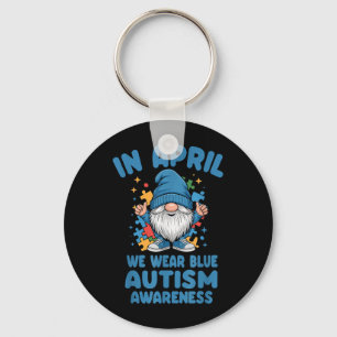 Autism Acceptance April Gnome Puzzle Piece Keychain