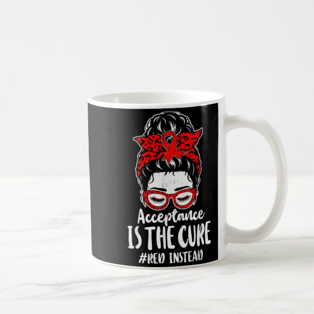 Autism Acceptance Awareness Red Instead Support Coffee Mug (Right)