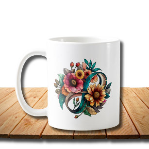 Autism Acceptance Colourful Floral Infinity Symbol Coffee Mug