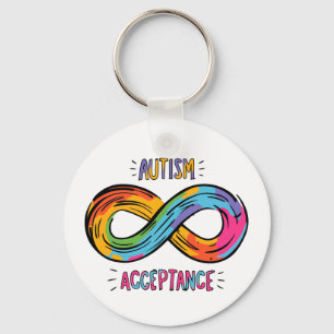 Autism Acceptance Colourful Rainbow Infinity Symbo Keychain