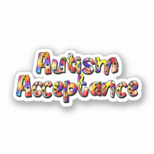 Autism Acceptance Colourful Rainbow Typography Tex