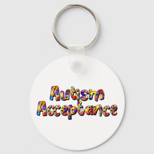 Autism Acceptance Colourful Rainbow Typography Tex Keychain