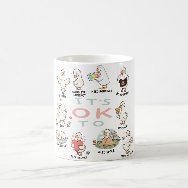Autism Acceptance Goose | It’s OK To Be Different  Coffee Mug (Center)
