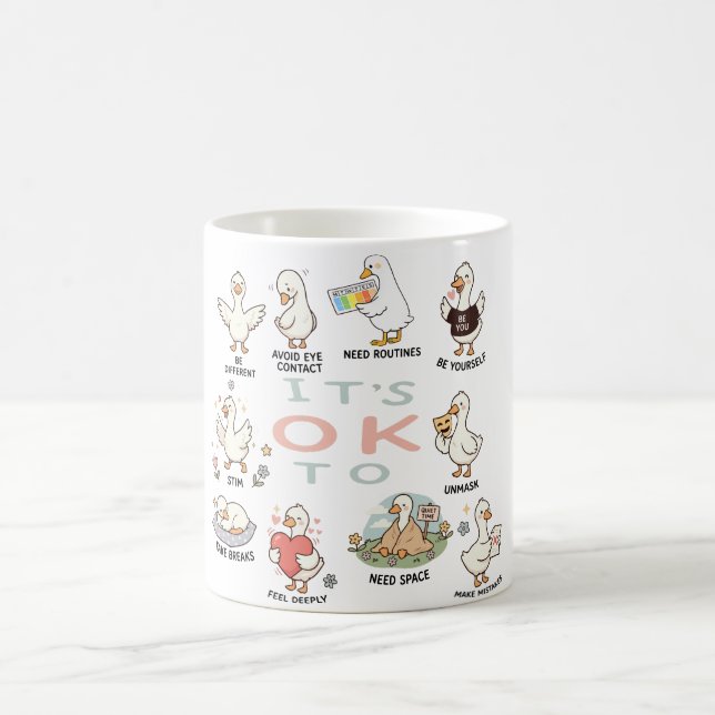 Autism Acceptance Goose | It’s OK To Be Different  Coffee Mug (Center)