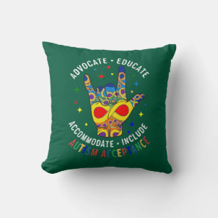 Autism Acceptance ILY Hand Sign – Neurodiversity  Throw Pillow