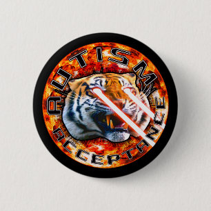Autism Acceptance Laser Tiger With Explosion 2 Inch Round Button