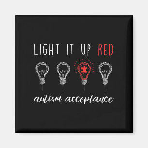 Autism Acceptance Light It Up Red #redinstead Magnet