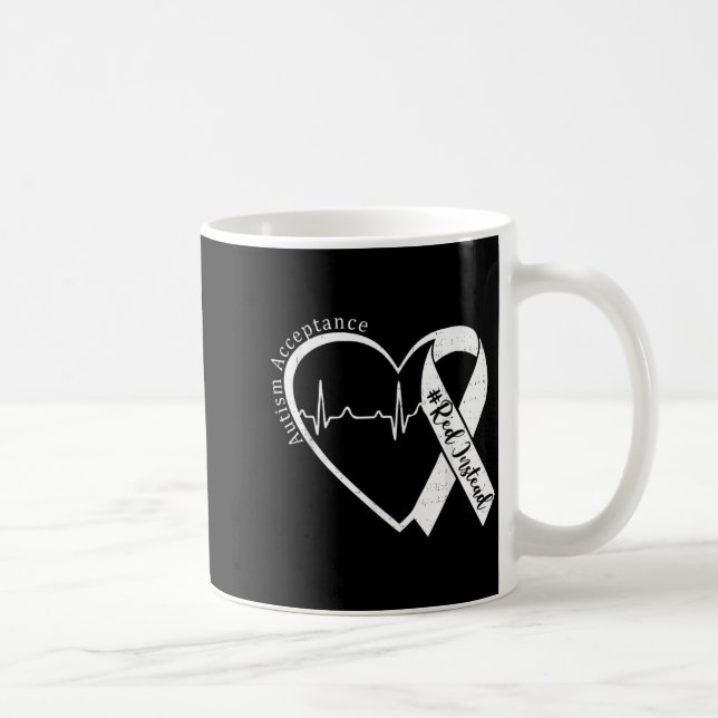 Autism Acceptance Red Instead Heart Awareness Men Coffee Mug (Right)