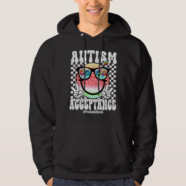 autism acceptance smiley (2 hoodie (Front)