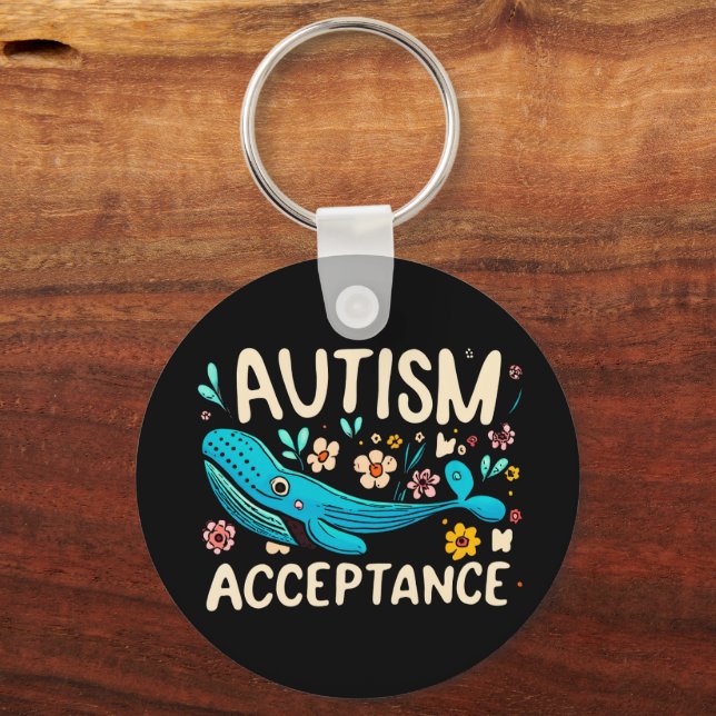 Autism Acceptance Whale Keychain (Back)