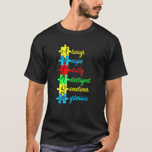 Autism Acronym And Puzzle Piece Autism Awareness T-Shirt