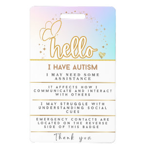 Autism Alert Autistic id Badge